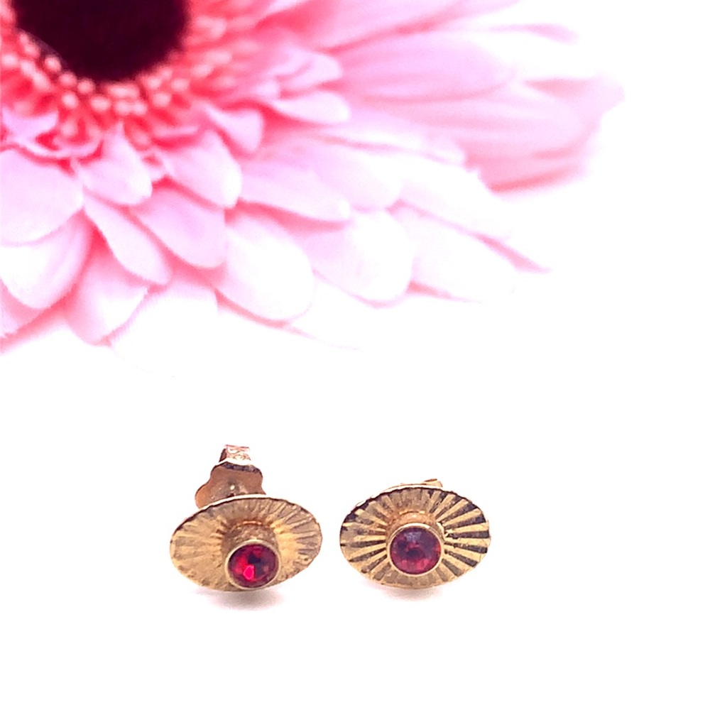 2/$10 Gold Stud Earrings with Red Gemstone